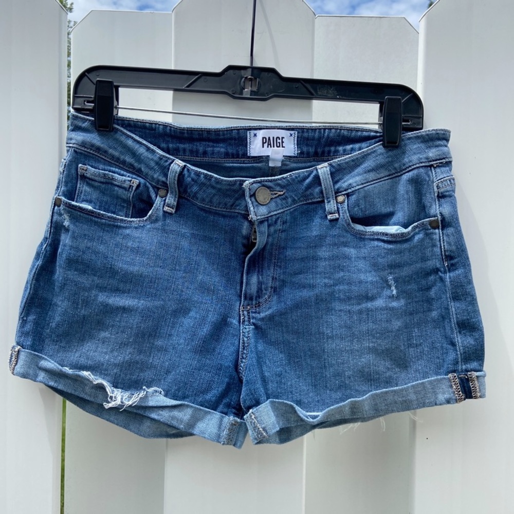 PAIGE Jimmy Jimmy RIVA Wash Cuffed Denim Shorts Women’s 29